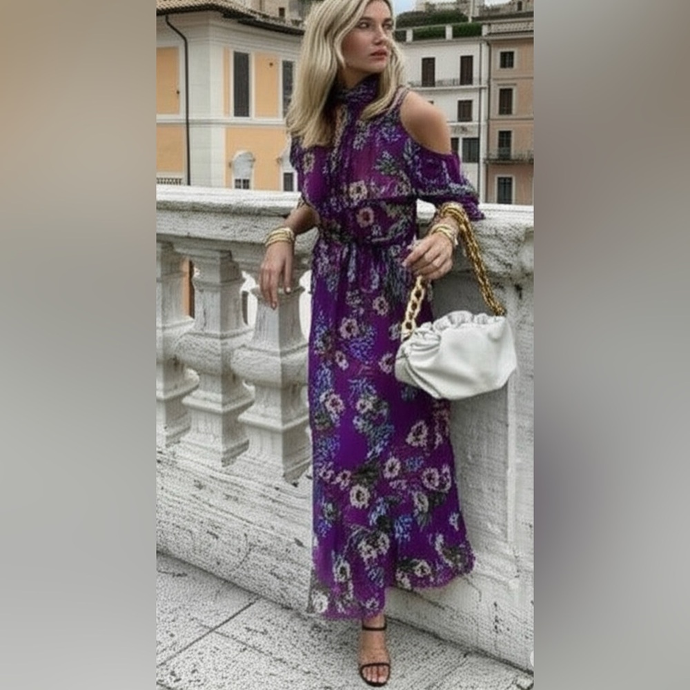 Zara Purple Green Long Floral dress